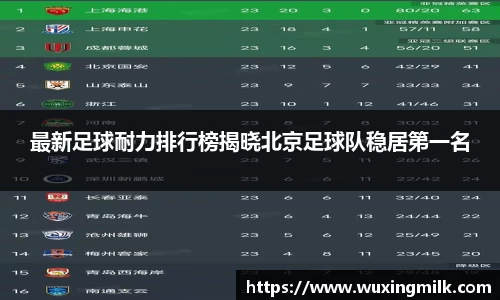 最新足球耐力排行榜揭晓北京足球队稳居第一名
